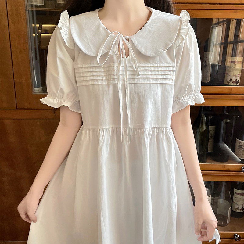 Sweet White Doll Collar Dress Preppy French Style Little White Dress First Love Feel Petite - Image 3