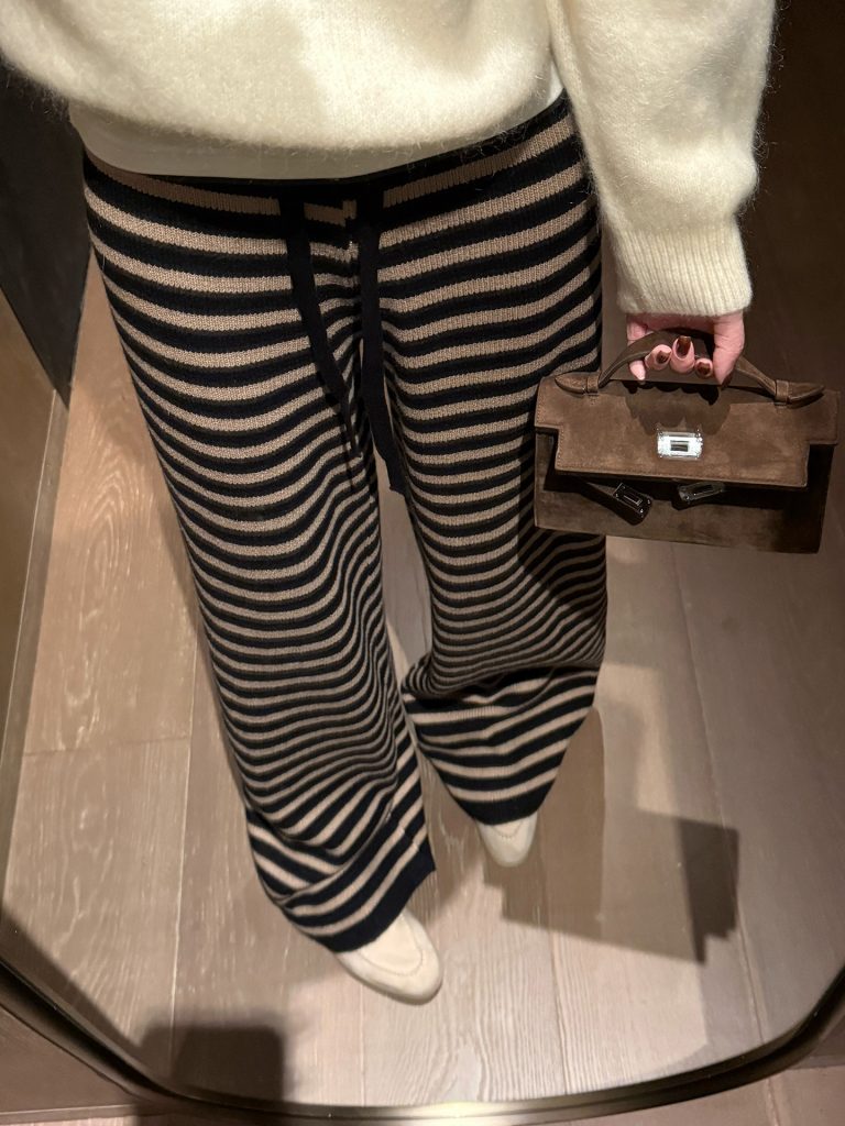 Striped Straight-Leg Knit Casual Pants for Women