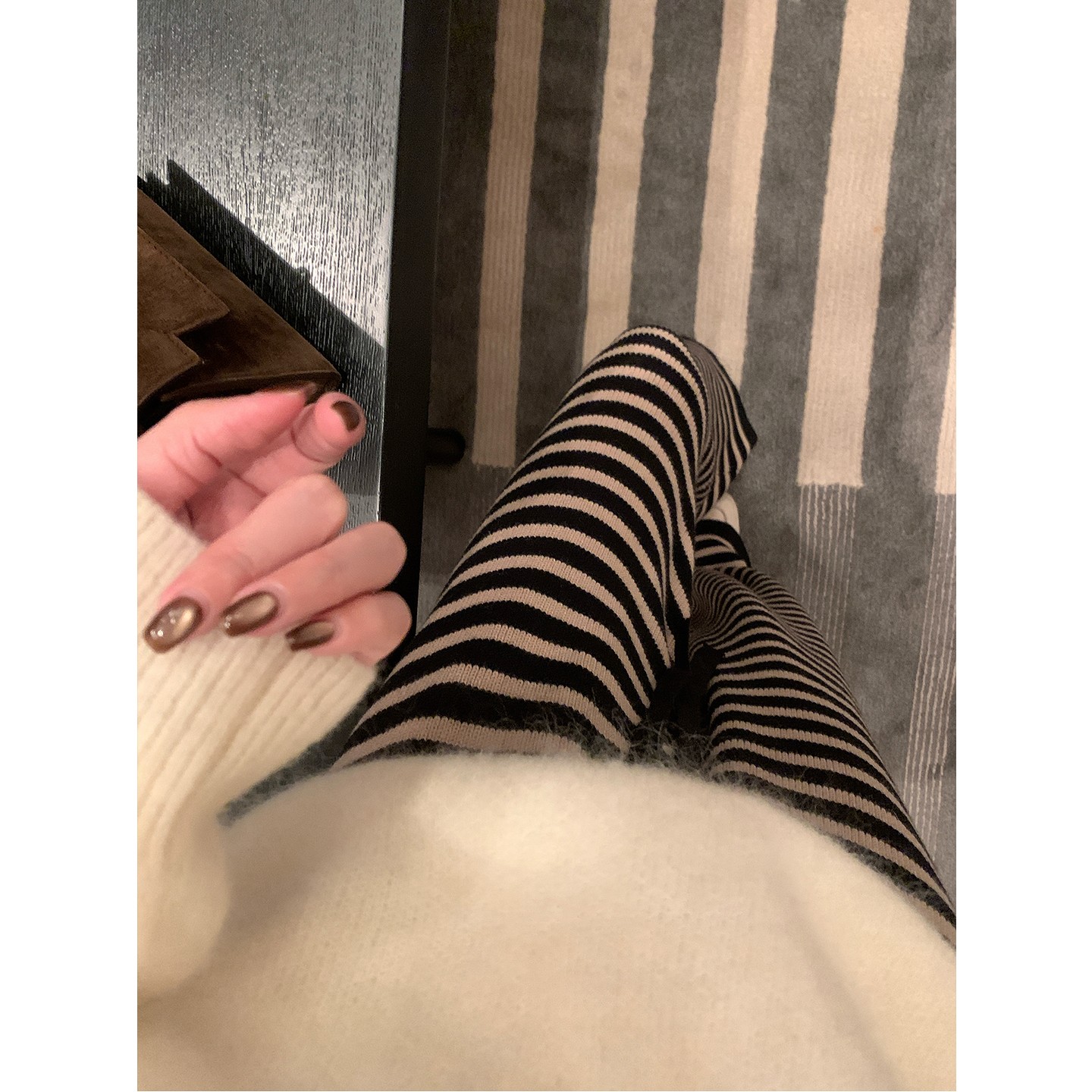 Striped Straight-Leg Knit Casual Pants for Women - Image 4