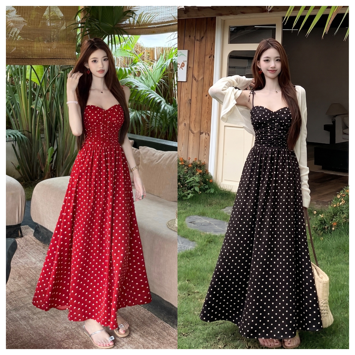 Retro Red Polka Dot Sleeveless A-Line Plus Size Maxi Dress for Women Summer 2026