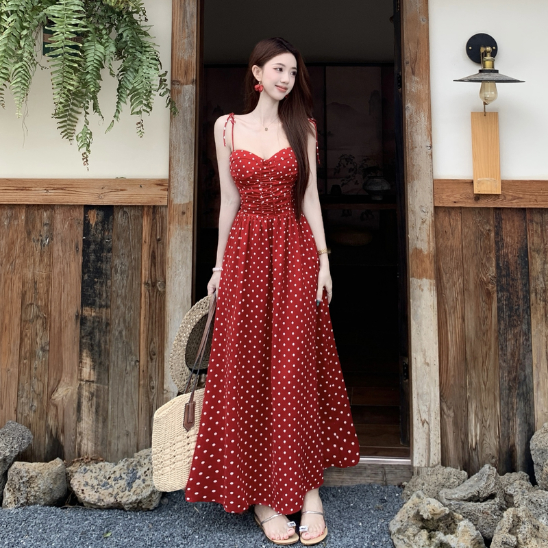 Retro Red Polka Dot Sleeveless A-Line Plus Size Maxi Dress for Women Summer 2026 - Image 2