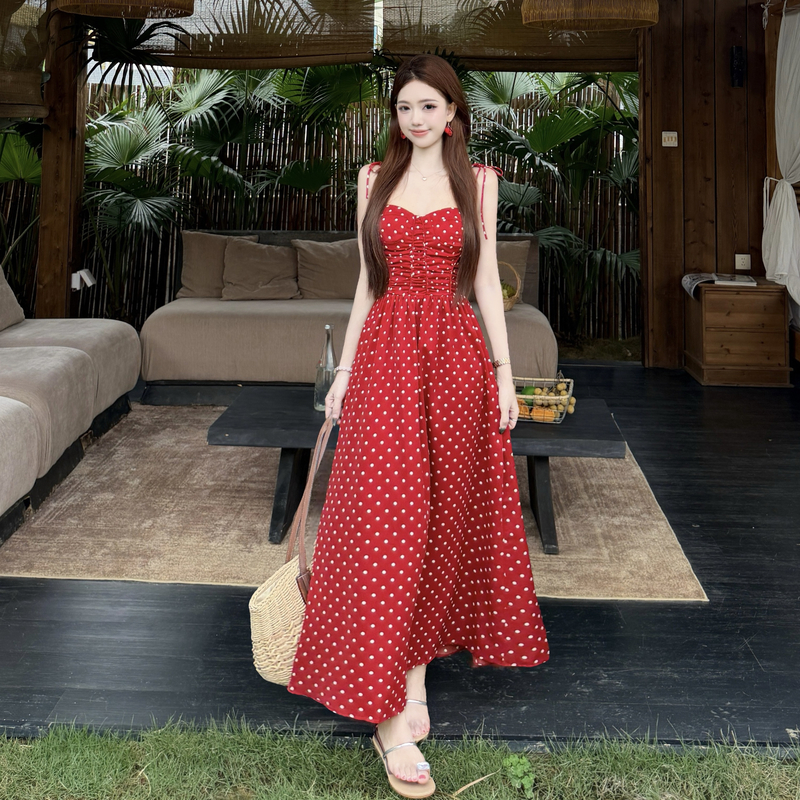 Retro Red Polka Dot Sleeveless A-Line Plus Size Maxi Dress for Women Summer 2026 - Image 3