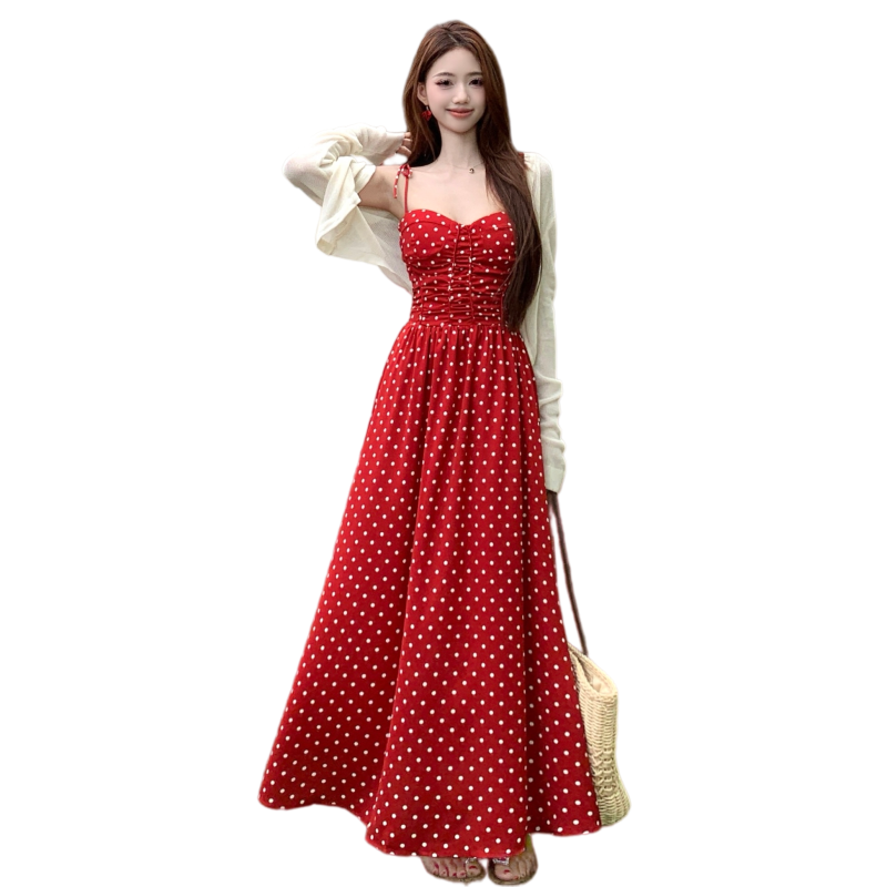 Retro Red Polka Dot Sleeveless A-Line Plus Size Maxi Dress for Women Summer 2026 - Image 5