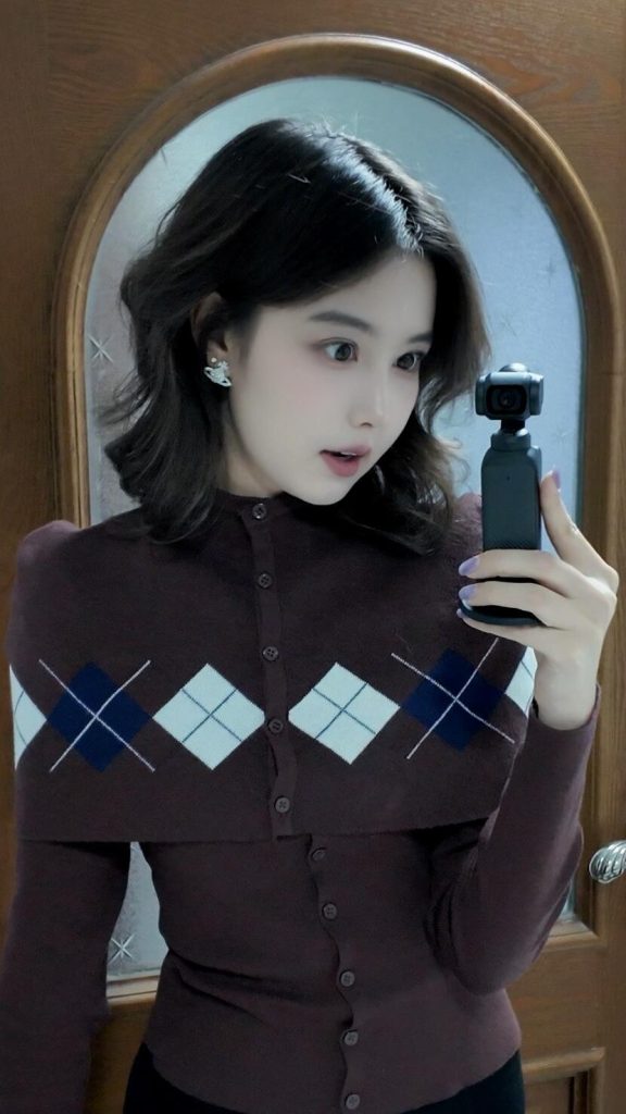 Plaid Long Sleeve Cardigan Shawl Knit Sweater Women Set Fall 2026