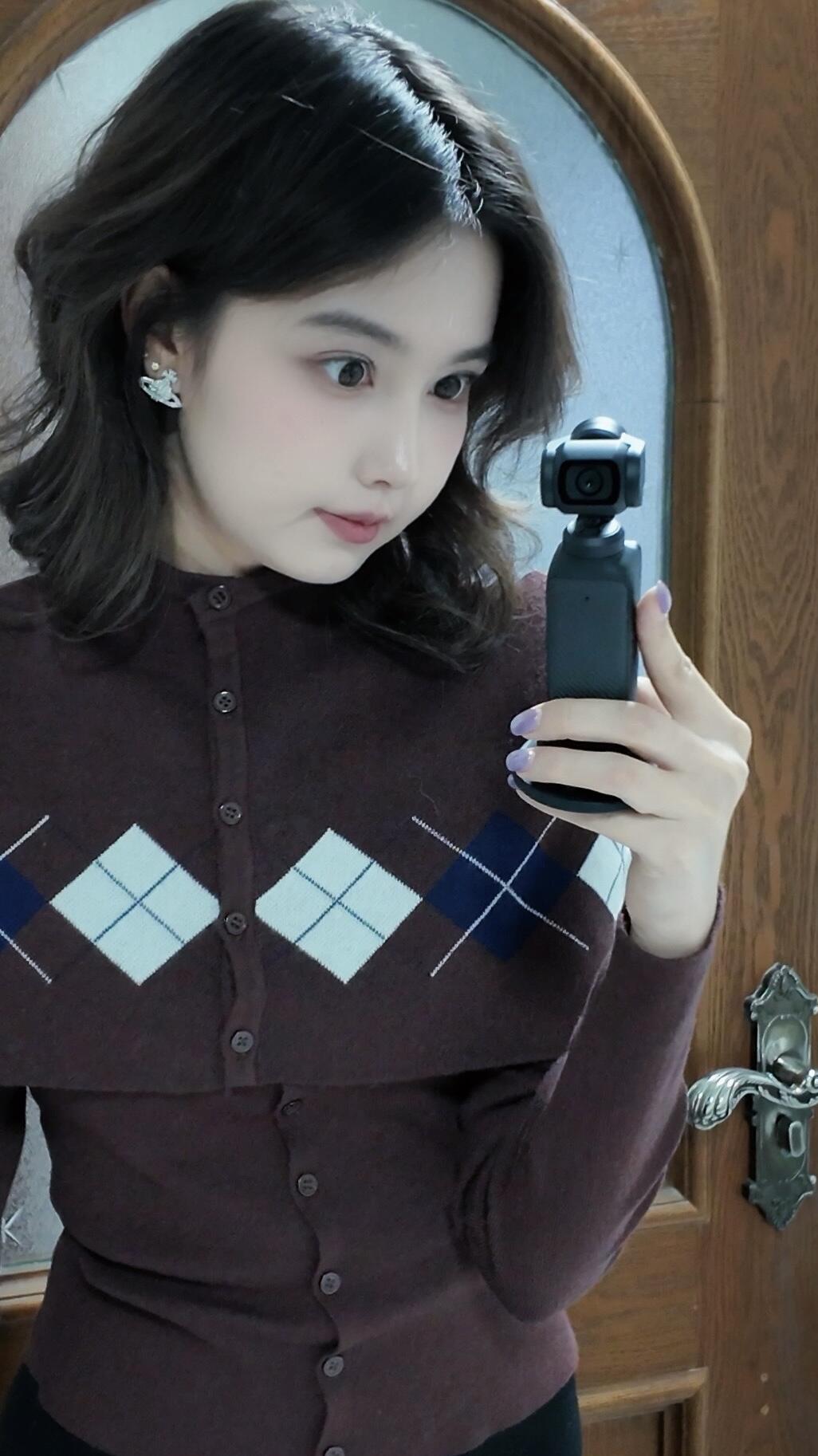 Plaid Long Sleeve Cardigan Shawl Knit Sweater Women Set Fall 2026 - Image 2